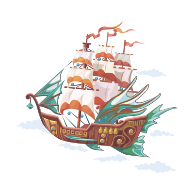 Летающий корабль на прозрачном фоне