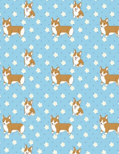 Принт вельш корги