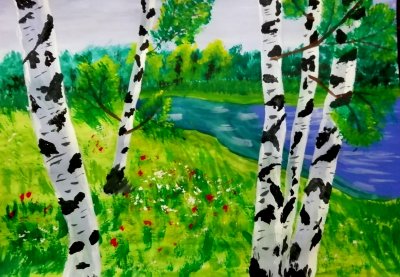 Береза рисунок