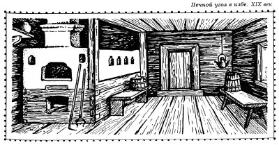 Изба внутри рисунок