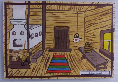 Деревенская изба рисунок