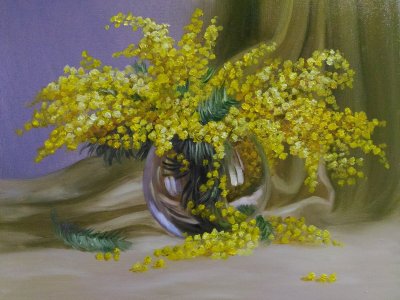 Рисунки мимозы в вазе