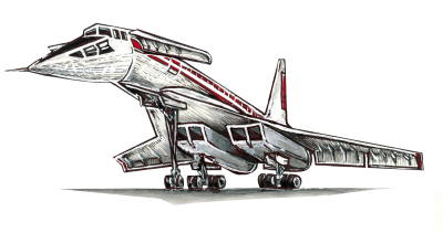 Самолет ту 144 сбоку