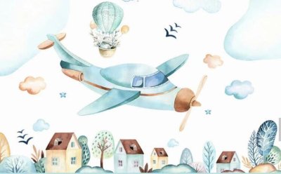 Акварельные самолет детский