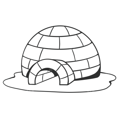 Igloo Clipart Black and White