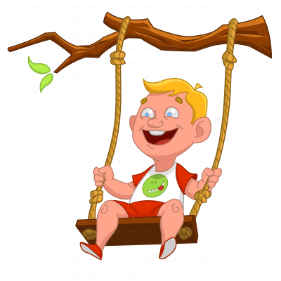 Дети на качелях мультяшные