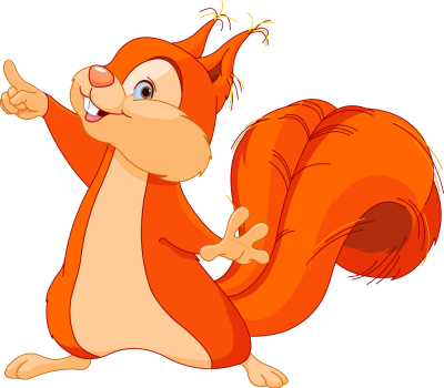 Белочка для детей на прозрачном фоне