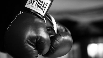 Перчатки Everlast боксерские черно белые
