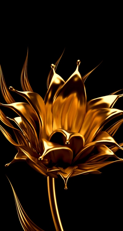 Золотые цветы на черном фоне