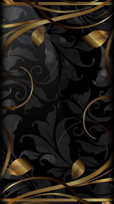 Черный фон с узорами и золотом