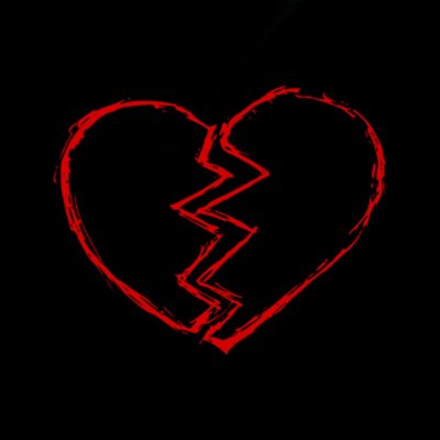 Разбитое сердечко на черном фоне