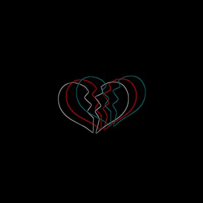 Разбитое сердечко на черном фоне