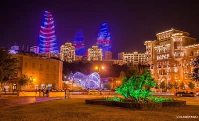 Азербайджан ночной Баку