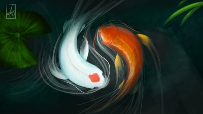 Карпы кои Инь и Янь