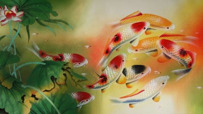 9 Карпов картина фэн шуй