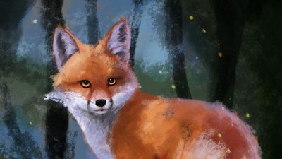 Лис на фоне леса