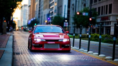 Red Nissan Silvia s14