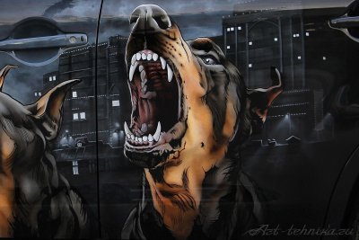 Доберман оскал