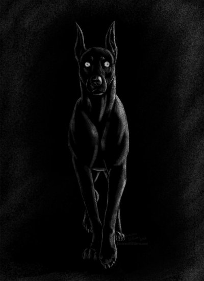 Злая черная собака