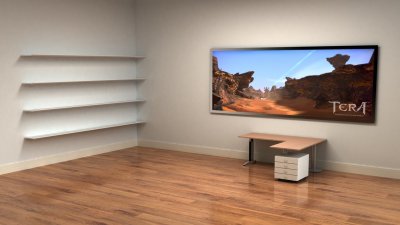 Комната с полками на рабочий стол