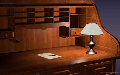 Рабочий стол со столом и полками