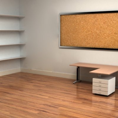 Комната со столом и полками