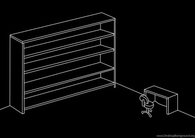 Комната с полками на рабочий стол