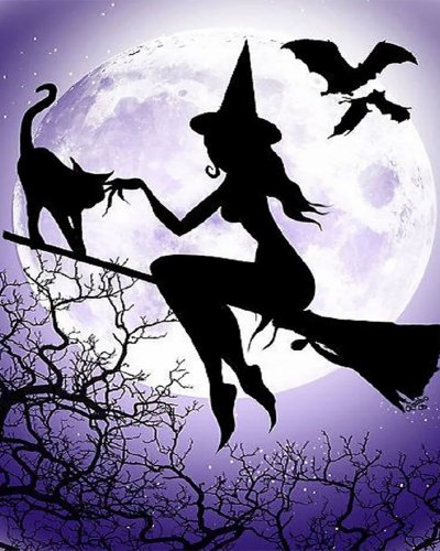 Хэллоуин ведьмочка на метле