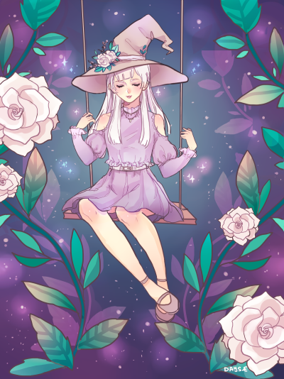 Девушка с цветами арт