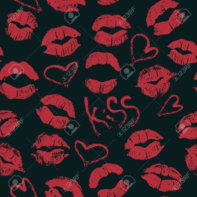 Много поцелуев на черном фоне