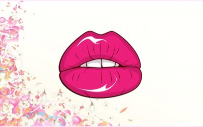 Губы на розовом фоне