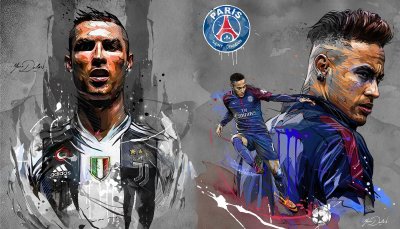 Рисунки Роналдо Месси и Неймар