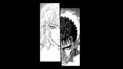 Гриффит и Гатс чёрно белый