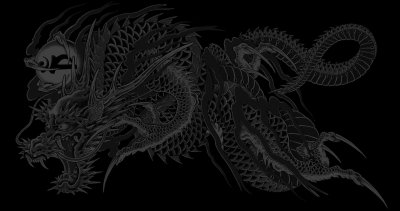 Китайский дракон на черном фоне