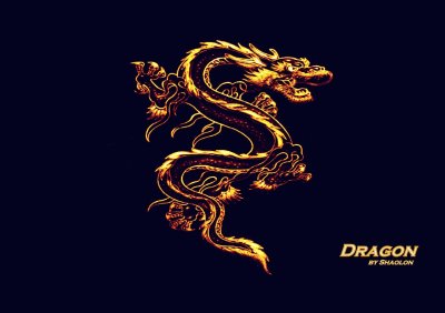 Дракон на черном фоне