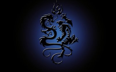Дракон на черном фоне
