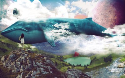 Летающий кит в небе