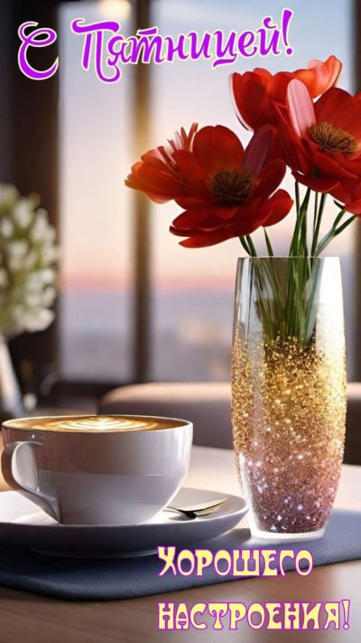 Букет цветов и кофе