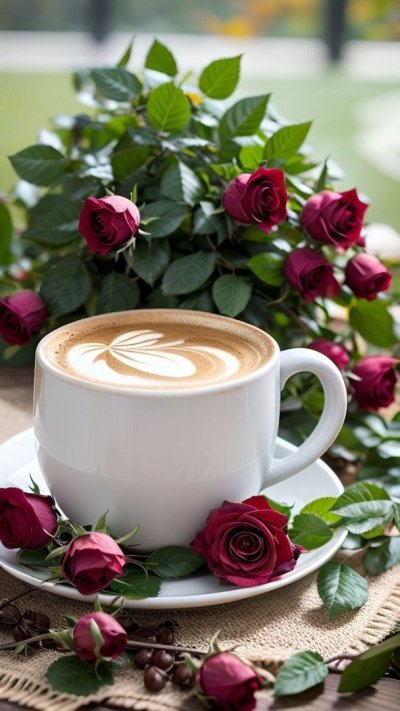 Доброе утро Розочка и кофе