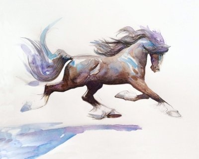 Лошадка акварель