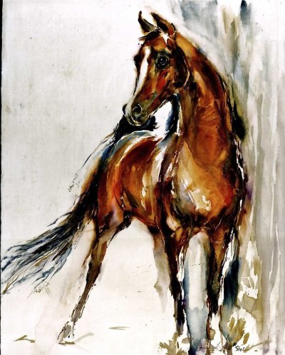 Живопись акварелью лошади