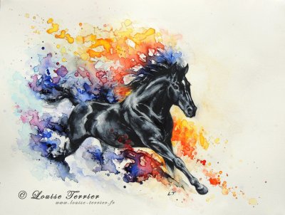 Тату лошадь акварель