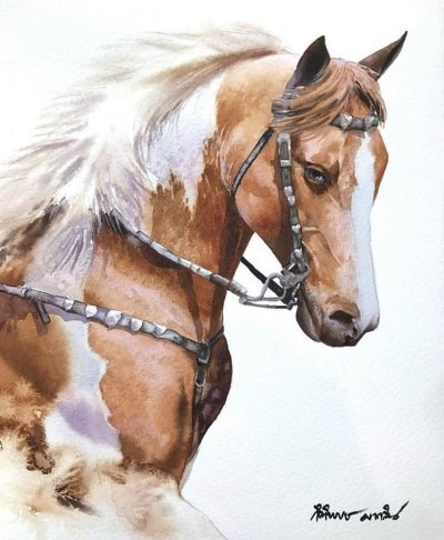 Kitipong Maksin акварель Horses