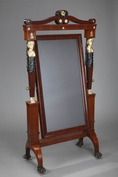 Зеркало Ампир красное дерево