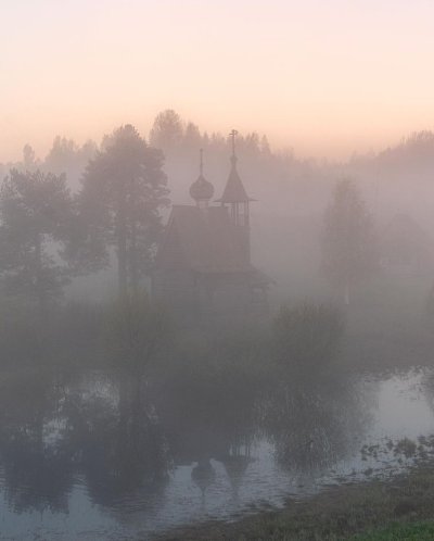 Деревня Глазово в тумане