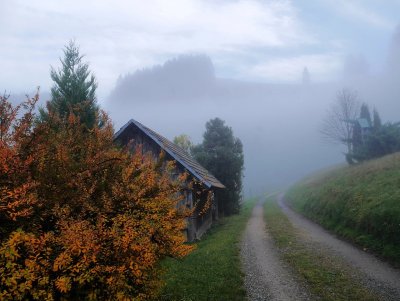 Туманная улочка Англия деревня