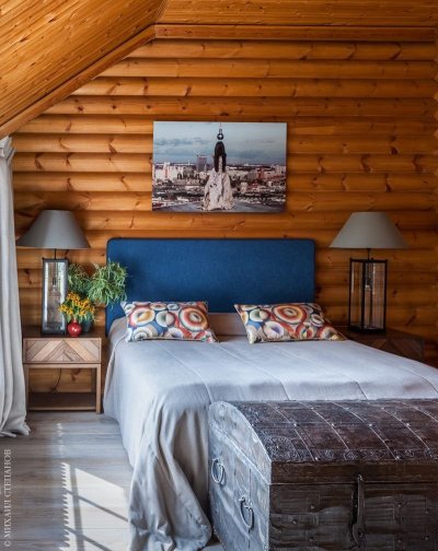 Спальня в бревенчатом доме