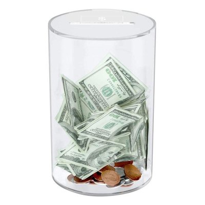 Стеклянная копилка для бумажных денег