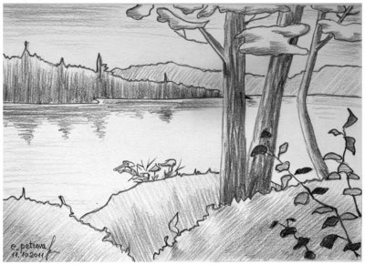 Пейзажи природы карандашом