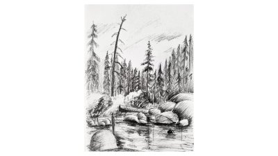 Пейзаж простым карандашом для начинающих